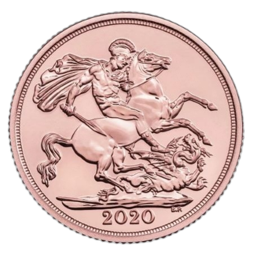 Gold 1/2 Sovereign coin 2020 front