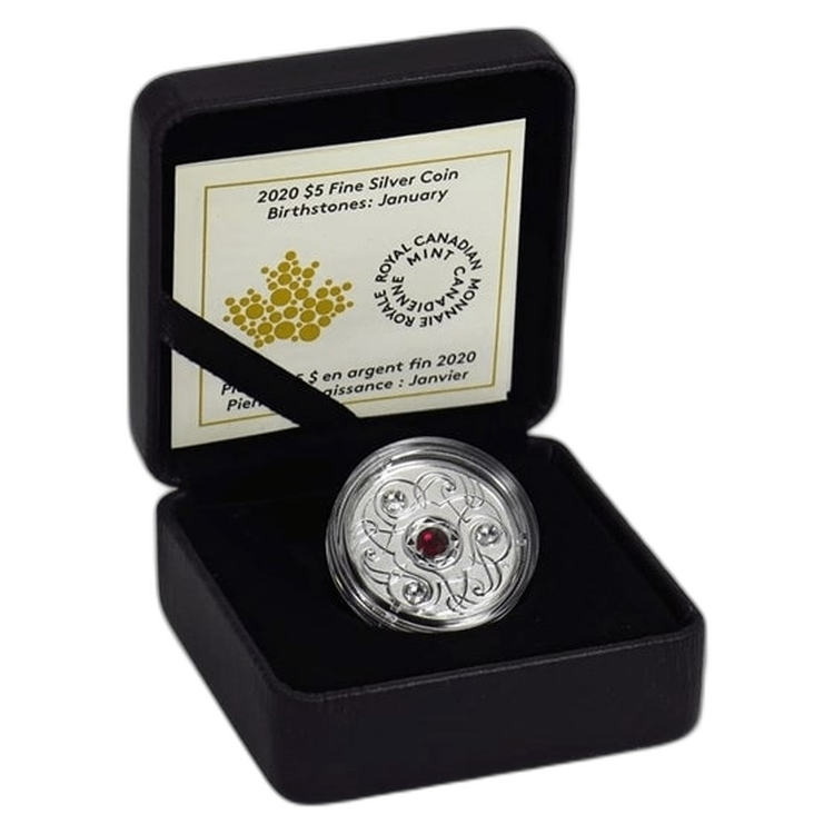 Zilveren munt Januari Birthstone Swarovski 2020 voorkant