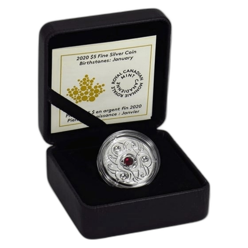 Silver coin January Birthstone Swarovski 2020 front