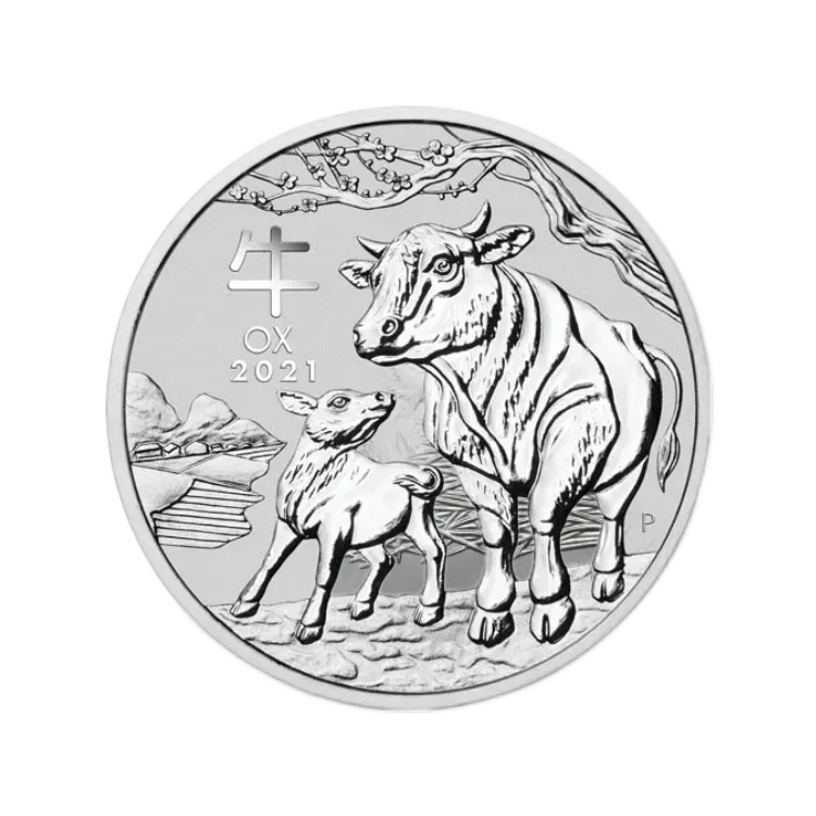 2 troy ounce silver Lunar coin various years front