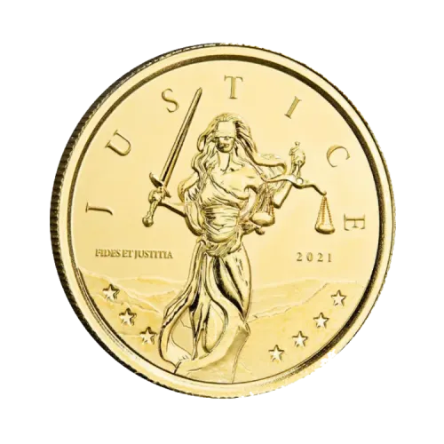 1 troy ounce gouden Gibraltar Lady Justice munt voorkant