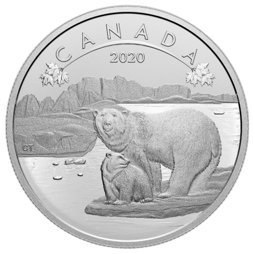 Zilveren munt ijsberen O Canada serie 2020 voorkant