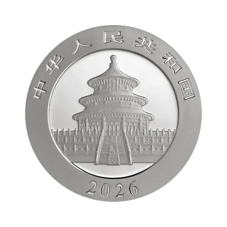 Achterzijde Panda 30 gram zilver 2026