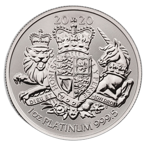 1 Troy ounce platinum coin Royal Arms 2020 front