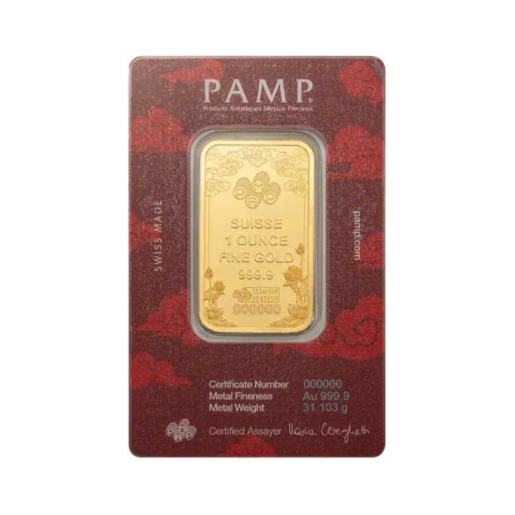 gold bar pamp suisse 1 oz good luck certificate