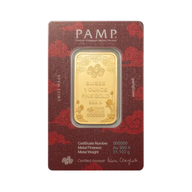 gold bar pamp suisse 1 oz good luck certificate