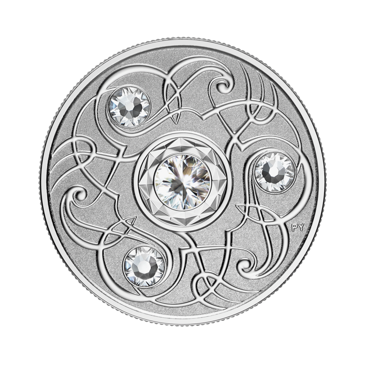 Zilveren munt April Birthstone Swarovski 2020 voorkant