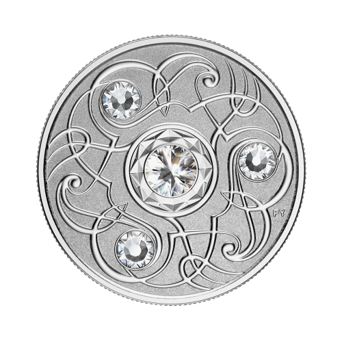 Zilveren munt April Birthstone Swarovski 2020 voorkant