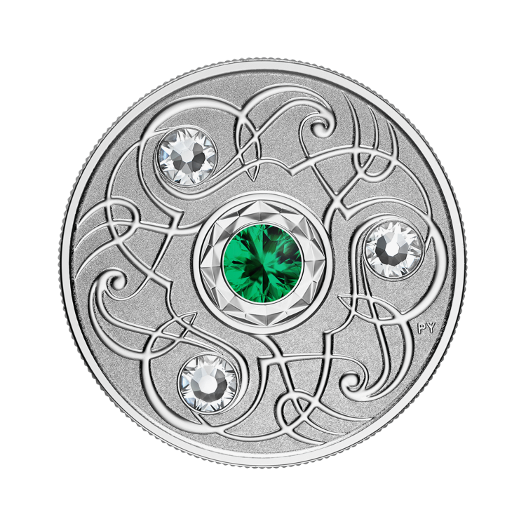 Silver coin May Birthstone Swarovski 2020 front