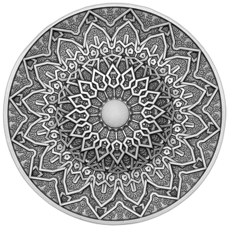 3 troy ounce silver coin mandala art VI 'Persian' front
