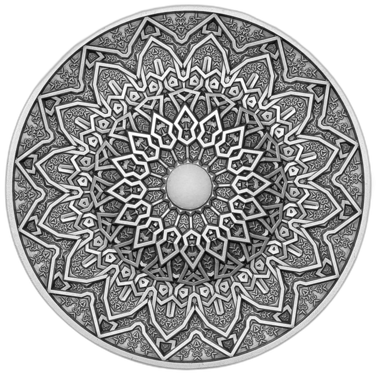 3 troy ounce zilveren munt mandala art VI 'Persian' voorkant
