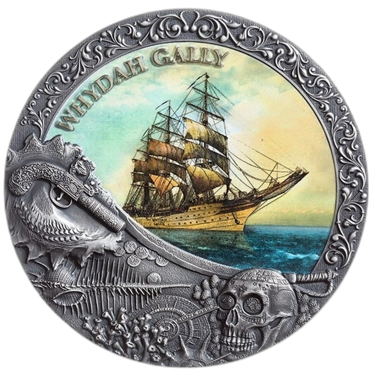 2 troy ounce zilveren munt Whydah Gally 2019 voorkant
