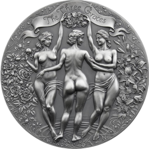 2 troy ounce zilveren munt Three Graces 2020 front