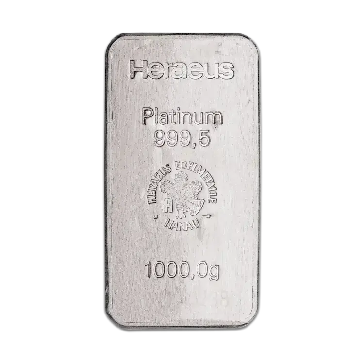 1 kilo platina baar Heraeus voorkant