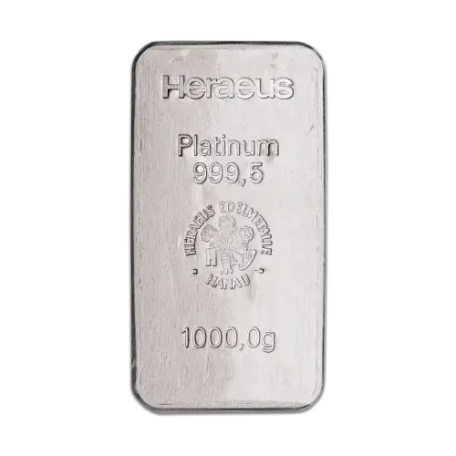 1 kilo platina baar Heraeus voorkant