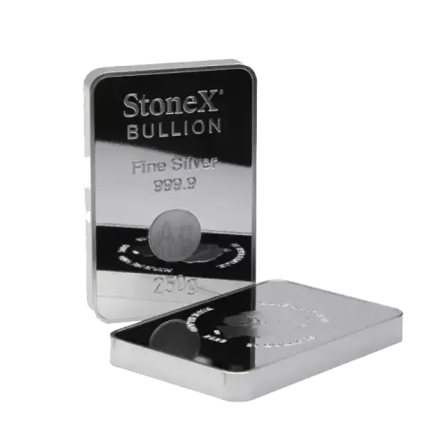 250 gram zilveren muntbaar diverse producenten voorkant