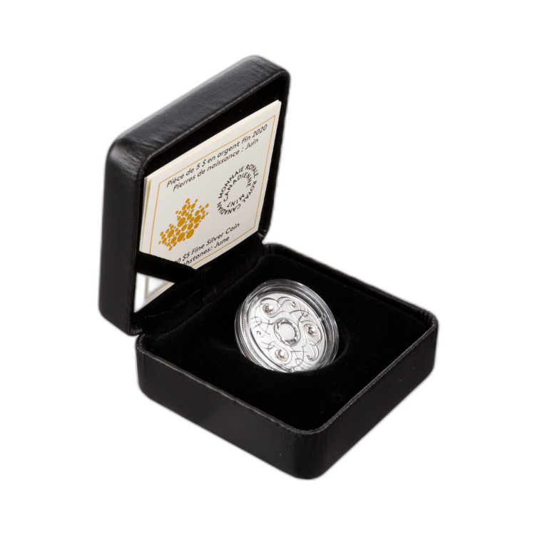 Silver coin June Birthstone Swarovski 2020 front