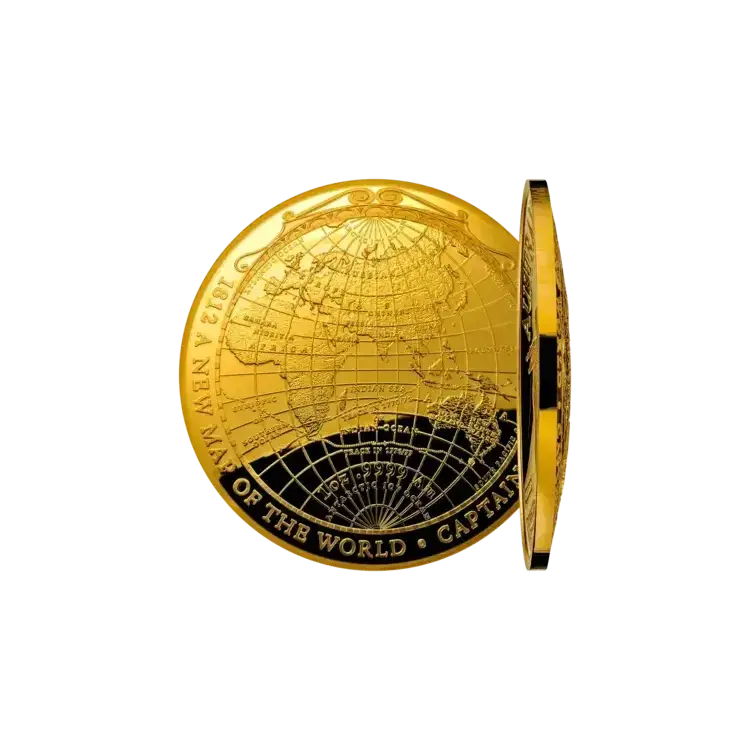 1 troy ounce gouden New Map of The World | Proof perspectief 2