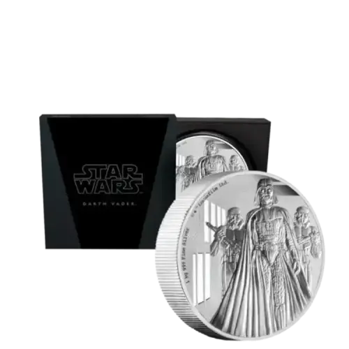 1 kilo zilveren STAR WARS™ Darth Vader™ munt voorkant