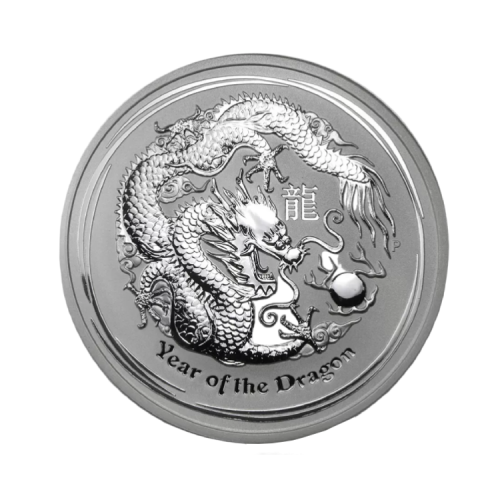 5 troy ounce silver Lunar Year of the Dragon 2012 front