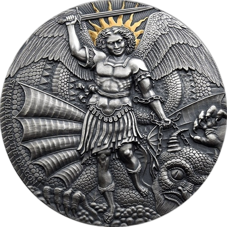 3 troy ounce silver coin St. Michael and the Dragon Apocalypse front