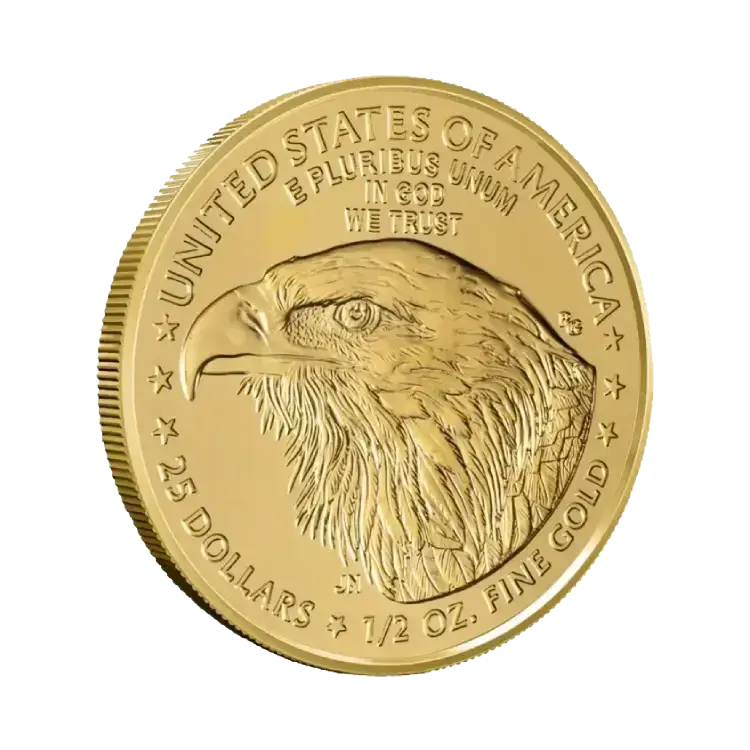 1/2 oz gouden American Eagle munt achterkant