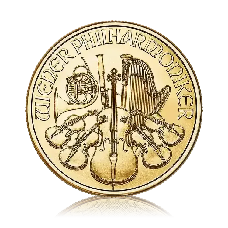 1/10 troy ounce gold Vienna Philharmonic coins 2026 front