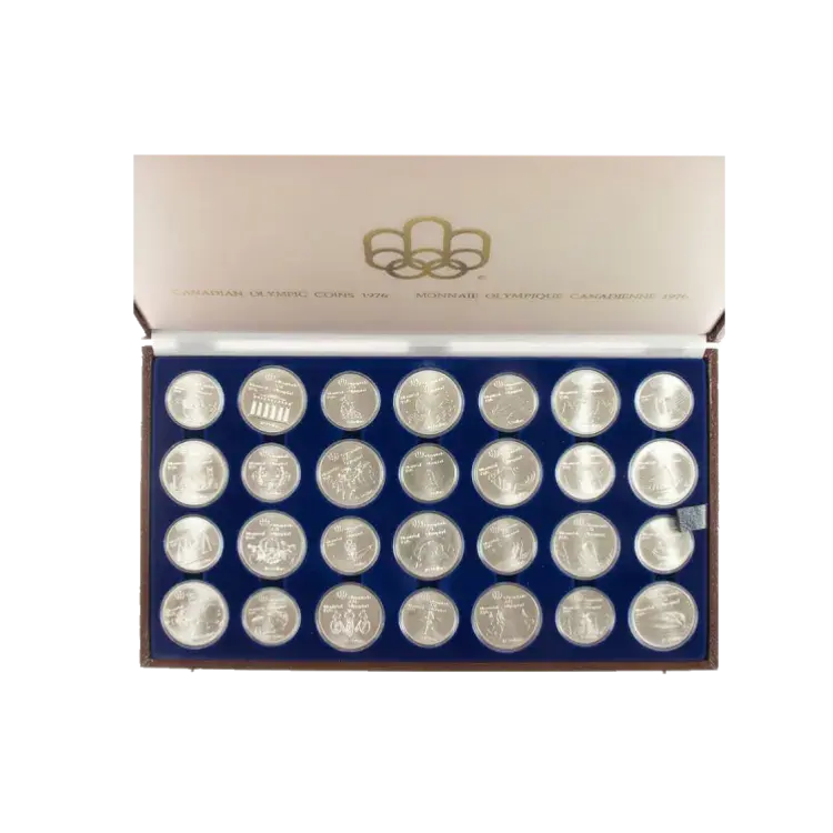 Complete 1976 Canadian Olympic Silver Coin Set back