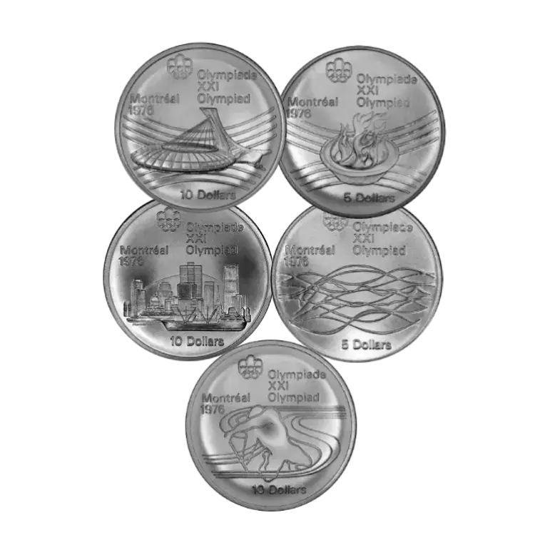 Complete 1976 Canadian Olympic Silver Coin Set angle 1