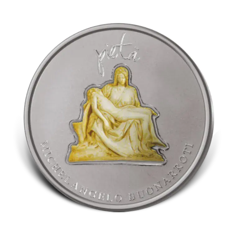 1 troy ounce silver coin Devine Sculptures Michelangelo Pieta 2013 front