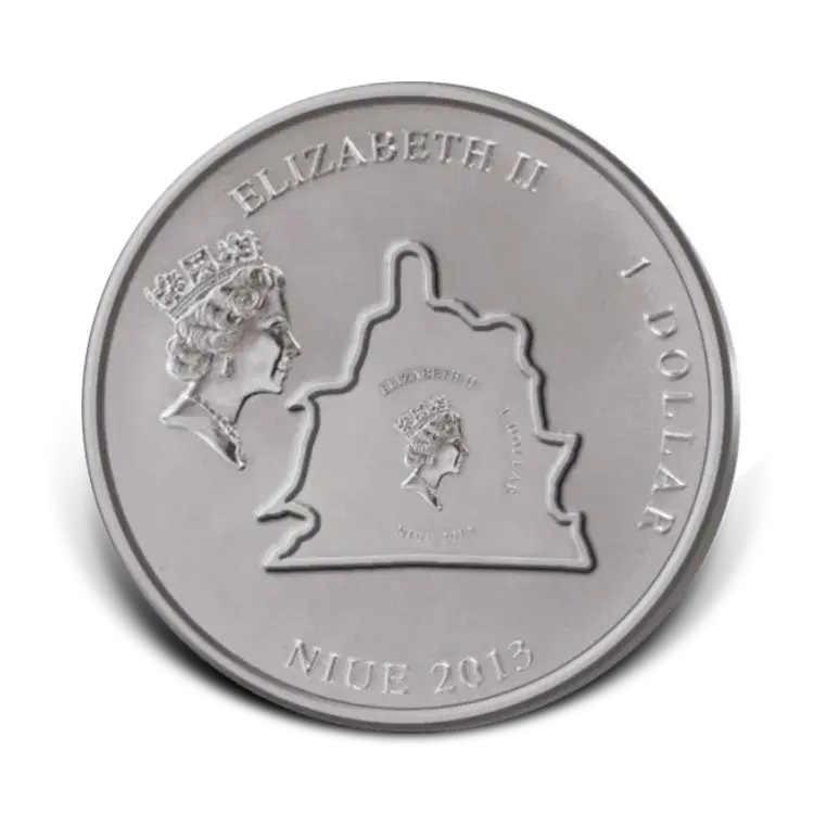 1 troy ounce silver coin Devine Sculptures Michelangelo Pieta 2013 angle 1