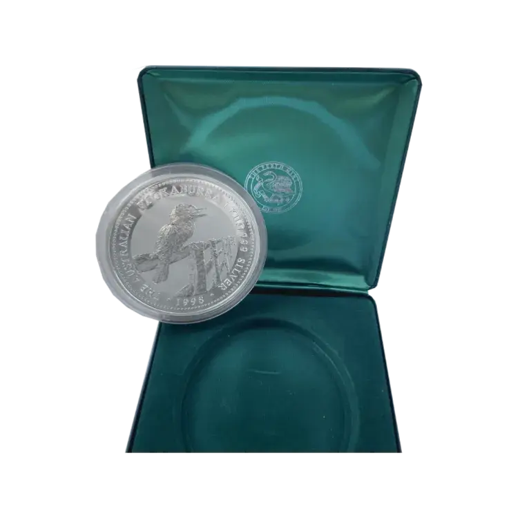 1 kilo zilveren Kookaburra munt 1998 perspectief 2