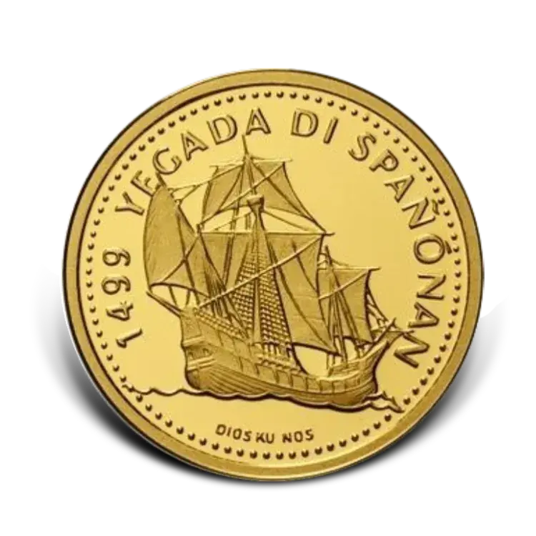 Gold 100 Guilder 1999 - Discovery of Curaçao back