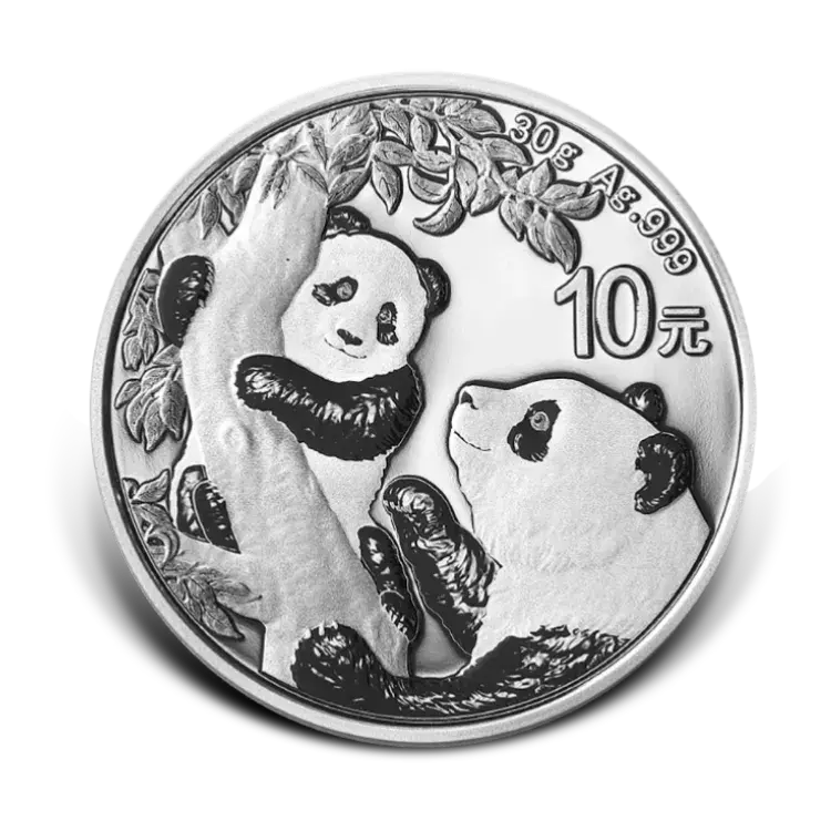 30 gram zilveren munt Panda 2021 voorkant