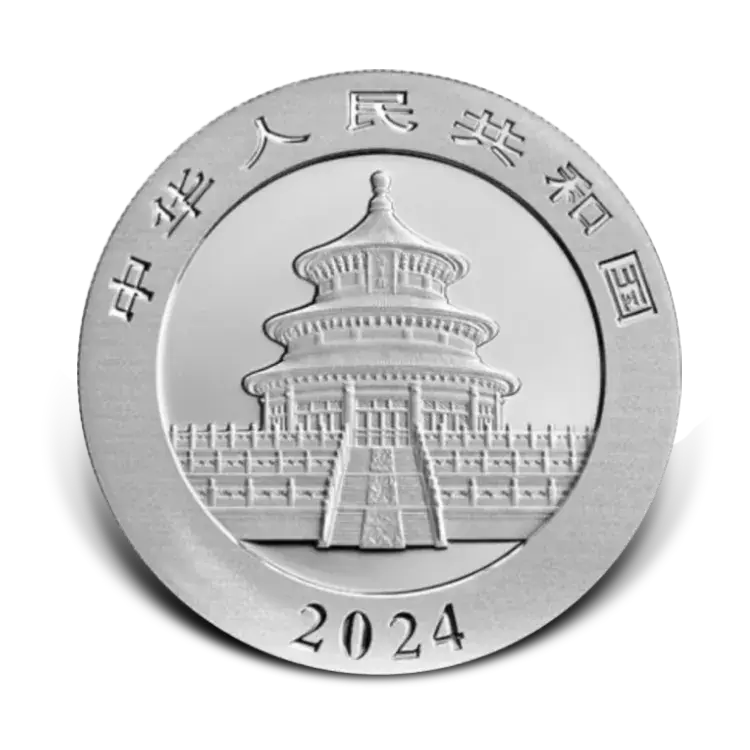 30 gram zilveren munt Panda 2024 gekleurd achterkant