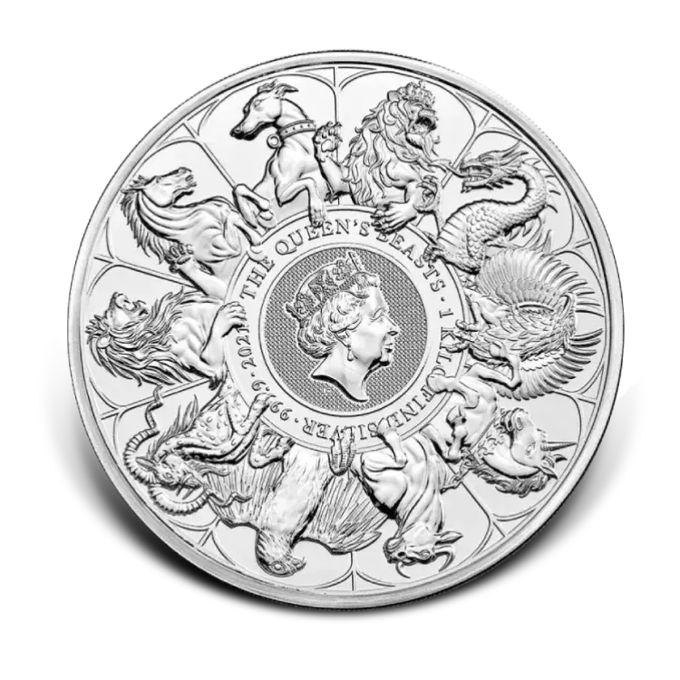 1 kilogram silver Queen's Beast Completer coin 2021 front