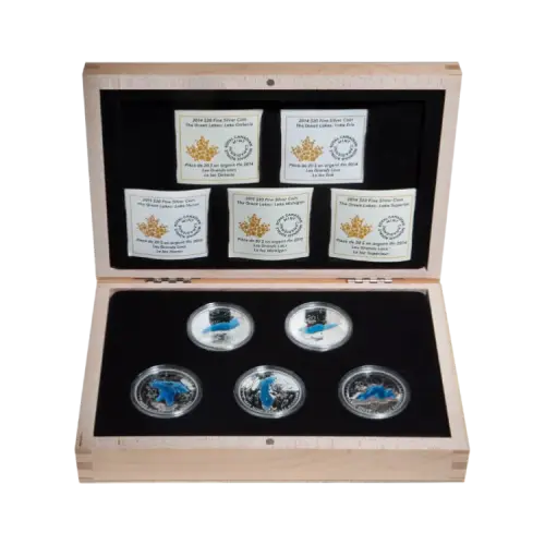 5-piece set silver coins The Great Lakes 2015 Proof front