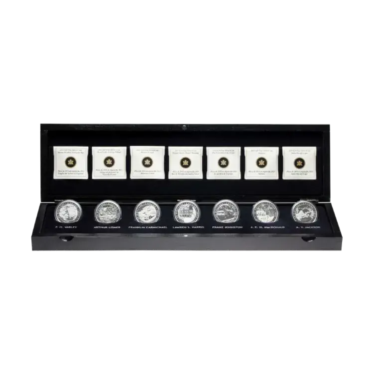 7-delige set zilveren munten The Group of Seven 2013 voorkant