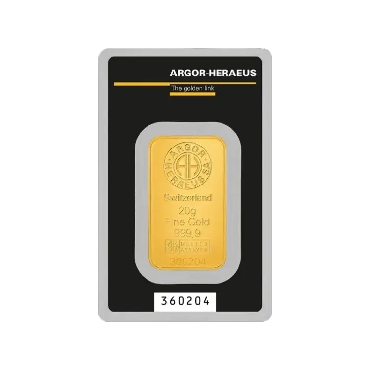 20 gram goudbaar Heraeus voorkant
