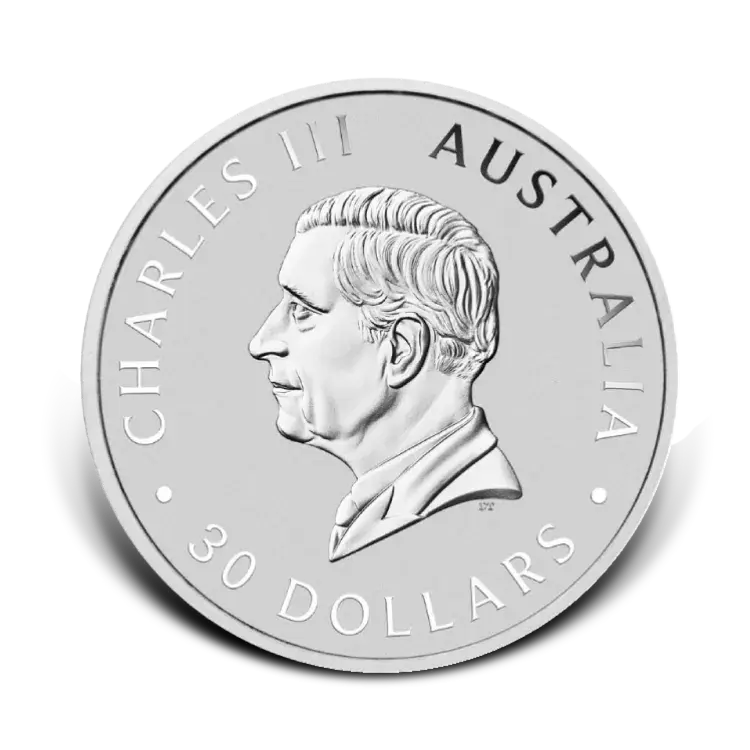 1 kilo zilveren Kookaburra munt 2024 achterkant