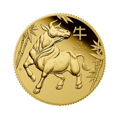 1/4 Troy ounce gouden munt Lunar 2021 voorkant