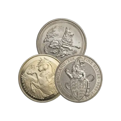 2 troy ounce zilveren munt circulated voorkant