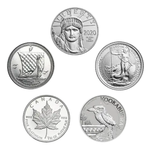 1/5 troy ounce platina munt diverse producenten voorkant