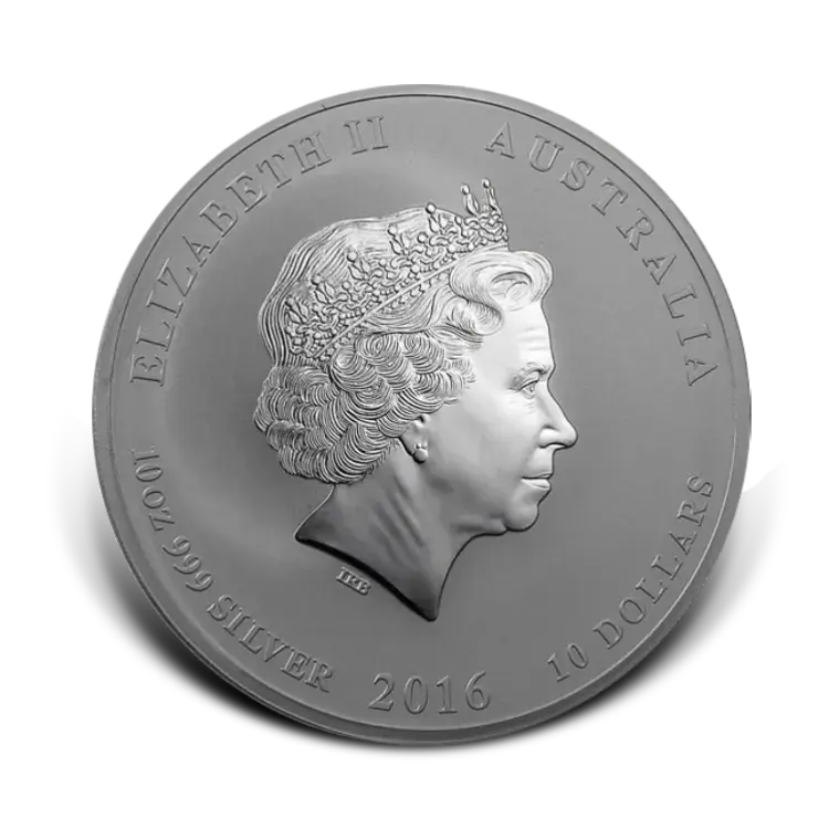 10 troy ounce zilveren Lunar munt Year of the Monkey 2016 achterkant