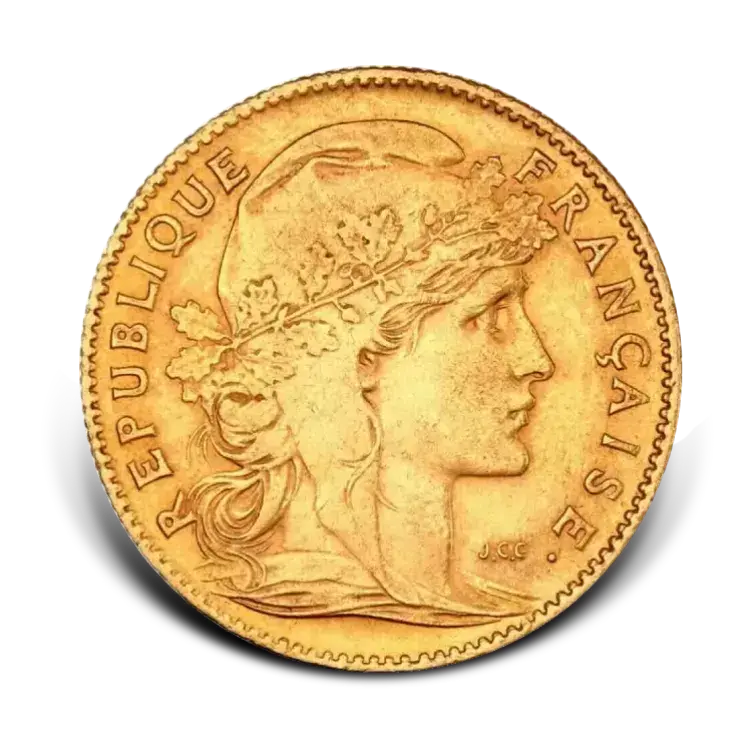 Gold 10 Franc Marianne Coq back