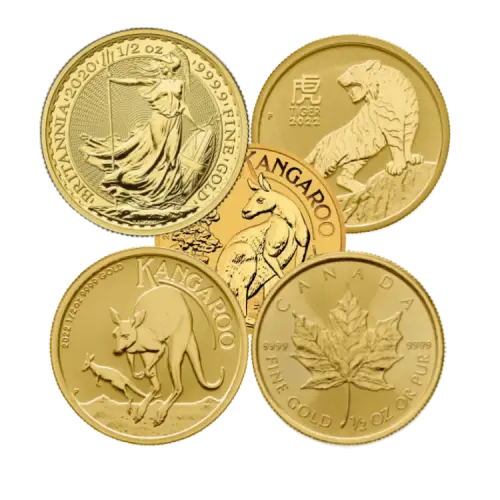 1/2 troy ounce gold coin various producers front