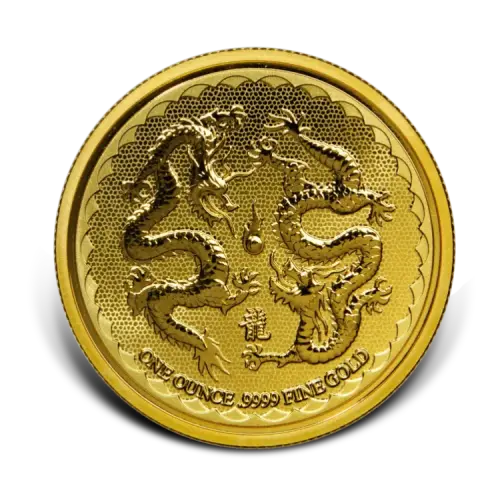 1 Troy ounce gouden munt Niue Double Dragon 2018 voorkant