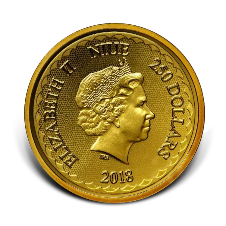 1 Troy ounce gouden munt Niue Double Dragon 2018 achterkant