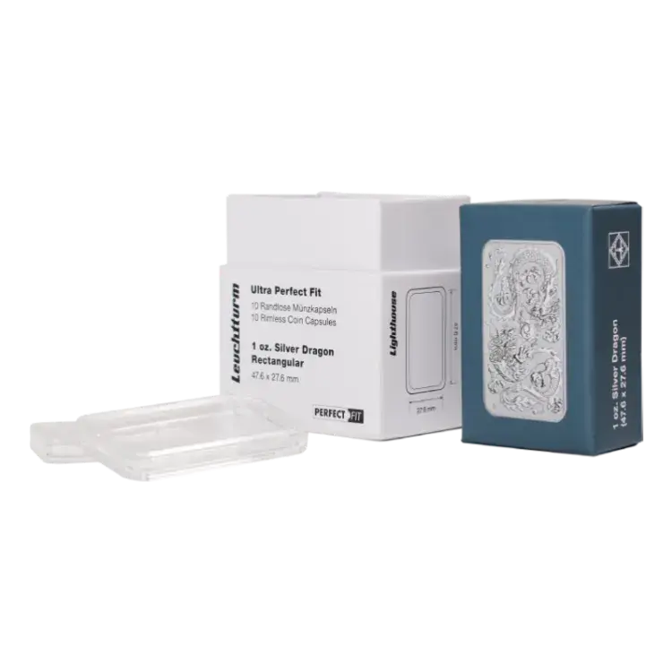 10 muntcapsules voor de Rectangular Dragon muntbaar voorkant