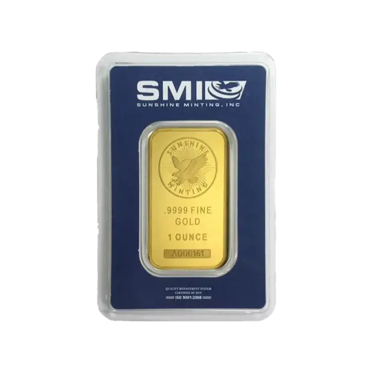 1 troy ounce gold bar Sunshine Mint front